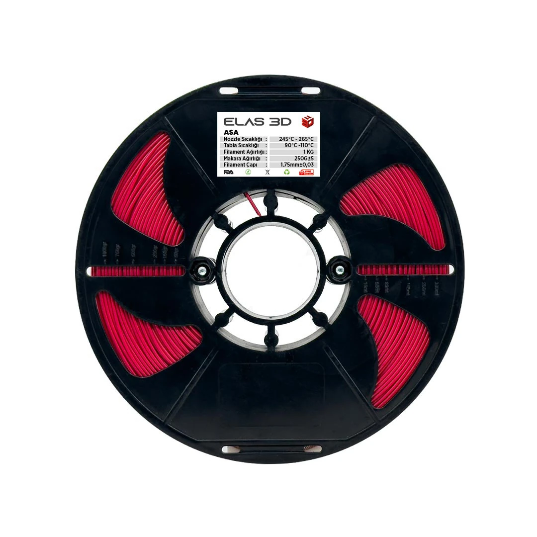 Elas3D ASA Kırmızı 1 KG 1,75 mm Filament
